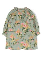 Bonton robe volantée Dahli à fleurs - Vert