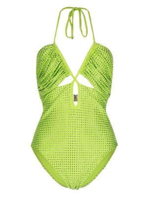 Self-Portrait maillot de bain Hot-Fix à brides - Vert