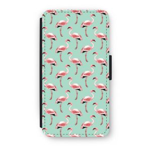 Flamingoprint groen: iPhone XS Flip Hoesje
