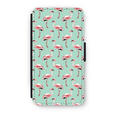 Flamingoprint groen: iPhone XS Flip Hoesje