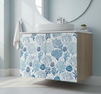 Meubel sticker blauwe koralen