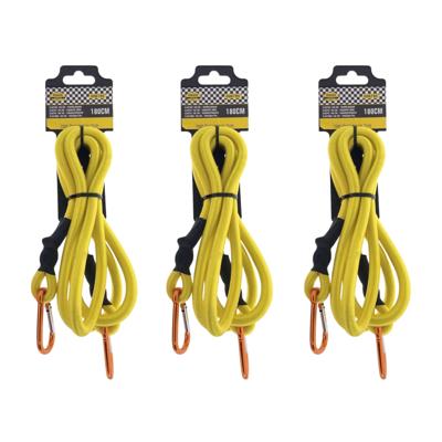 Bagage elastiek met karabijnhaak - 3x - 180 cm - geel - spin - bevestigingselastiek voor transport