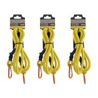 Bagage elastiek met karabijnhaak - 3x - 180 cm - geel - spin - bevestigingselastiek voor transport