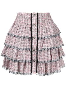 Maje ruffled tweed miniskirt - Rose