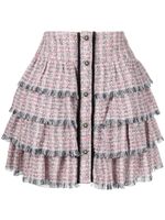 Maje ruffled tweed miniskirt - Rose - thumbnail