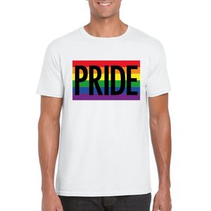 Regenboog vlag Pride shirt wit heren