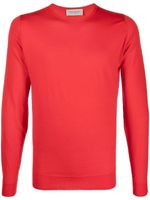 John Smedley pull en maille fine à bords nervurés - Rouge - thumbnail