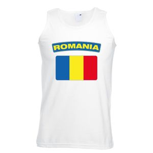 Singlet shirt/ tanktop Roemeense vlag wit heren