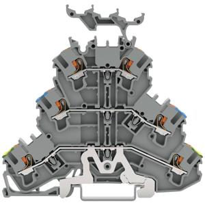 WAGO 2202-3257 Doorgangsklem 3-etages Cage Clamp-aansluiting Grijs 50 stuk(s)