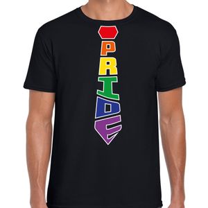 Gay Pride shirt - pride stropdas - regenboog - heren - zwart