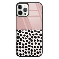 iPhone 12 Pro glazen hardcase - Pink dots