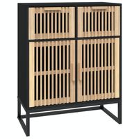 The Living Store Dressoir 60x30x75 cm bewerkt hout zwart - Kast - thumbnail