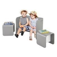 3-Delige Kindertafel Stoelen Set Kinderset Hout Kindermöbel Zitgroep voor Kinderen Grijs