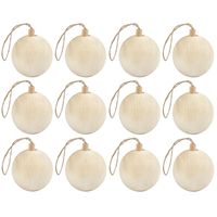 12x Kerstboom decoratie ballen van licht hout 6,4 cm