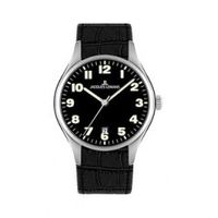 Horlogeband Jacques Lemans 1-1426 Croco leder Zwart 21mm