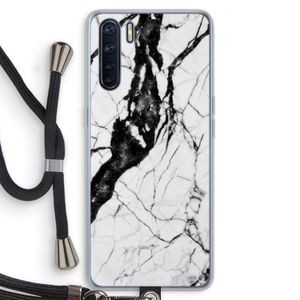 Witte marmer 2: Oppo A91 Transparant Hoesje met koord
