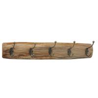 Kapstok met 5 haken - hout/metaal - 55 cm - antiek look