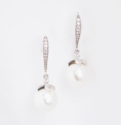 Luxury Vintage 50s Pearl Crystal Oorbellen Zilver