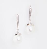 Luxury Vintage 50s Pearl Crystal Oorbellen Zilver