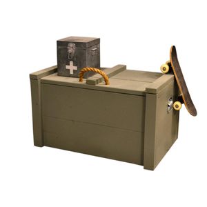 Wood4you - Speelgoedkist - Army hout 90Lx50Dx50H cm - Opbergkist - Dekenkist - Opruimkist - Speelgoedbank