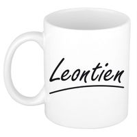 Naam cadeau mok / beker Leontien met sierlijke letters 300 ml - thumbnail