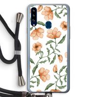 Peachy flowers: Samsung Galaxy A20s Transparant Hoesje met koord