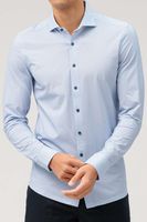 OLYMP Level Five 24/Seven Dynamic Flex Body Fit Jersey shirt blauw/wit, Motief - thumbnail
