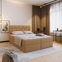 OP=OP Opberg Boxspring met Lade Brick 180 x 200 Creme- Incl. extra schuimmatrassen 10 cm