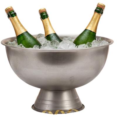 Excellent Houseware Champagnekoeler - op voet - mat zilver - rvs - 39 x 24 cm