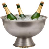Excellent Houseware Champagnekoeler - op voet - mat zilver - rvs - 39 x 24 cm