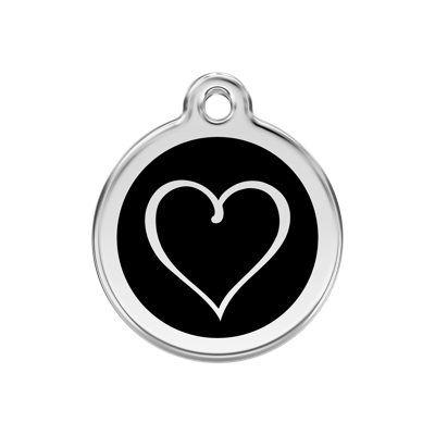 Tribal Heart Black roestvrijstalen hondenpenning medium/gemiddeld dia. 3 cm - Reddingo