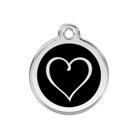 Tribal Heart Black roestvrijstalen hondenpenning medium/gemiddeld dia. 3 cm - Reddingo