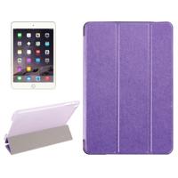 Zijde textuur horizontale Flip lederen draagtas met drie-opvouwbare houder voor iPad mini 2019 (paars)