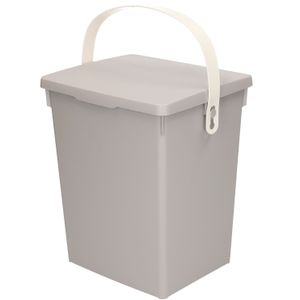 Excellent Houseware Gft afvalbakje voor aanrecht - 5,5L - klein - grijs - afsluitbaar - compostbakje   -