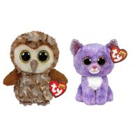 Ty - Knuffel - Beanie Boo's - Percy Owl & Cassidy Cat