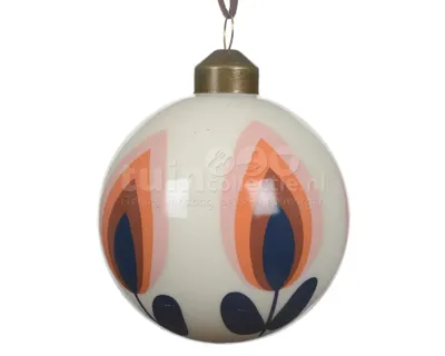Kerstbal Glas Retro Ø8cm Wol Wit