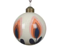 Kerstbal Glas Retro Ø8cm Wol Wit