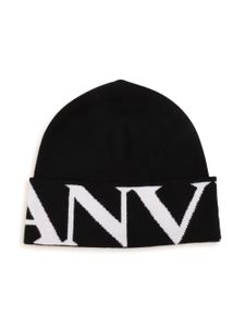 Lanvin Enfant bonnet à logo intarsia - Noir