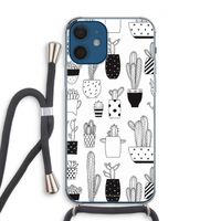Cactusmotief: iPhone 12 Transparant Hoesje met koord