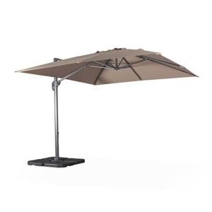 sweeek - Vierkante offset parasol 3x3m + set van 4 verzwaarde tegels