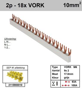 SEP Verdeelkam 2f Vork 18p 18mm M6 grijs F02016G06