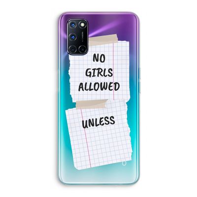 No Girls Allowed Unless: Oppo A92 Transparant Hoesje