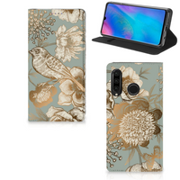 Smart Cover voor Huawei P30 Lite New Edition Vintage Bird Flowers - thumbnail