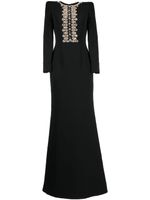 Jenny Packham robe longue Juno à ornements en cristal - Noir