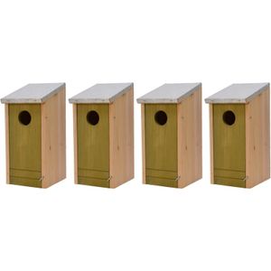 4x Lichtgroene vogelhuisjes voor kleine vogels 26 cm   -