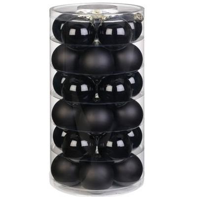 Kerstballen - 30x st - zwart - D6 cm - glas - mat/glans - kerstversiering