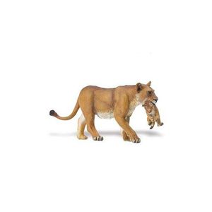 Plastic leeuwin met welpje 16 cm