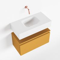Toiletmeubel Mondiaz Andor | 60 cm | Meubelkleur Ocher | Lex vrijhangend wastafel Talc Midden | Zonder kraangat