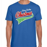 Fout kerst t-shirt merry fucking Christmas blauw voor heren - thumbnail