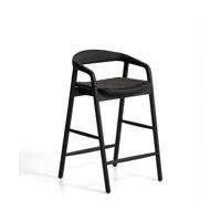 Kave Home Derile barkruk H65 cm eiken Zwart